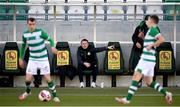 28 February 2021; Robbie Keane, a member of the Shamrock Rovers backroom team, issues instructions during the pre-season friendly match between Shamrock Rovers and Cork City at Tallaght Stadium in Dublin. Photo by Stephen McCarthy/Sportsfile