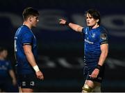 28 February 2021; Alex Soroka of Leinster speaks with team-mate Dan Sheehan during the Guinness PRO14 match between Leinster and Glasgow Warriors at the RDS Arena in Dublin. Photo by Harry Murphy/Sportsfile