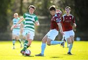 28 February 2021; Conan Noonan of Shamrock Rovers in action against Cian Murphy of Cobh Ramblers during the pre-season friendly match between Shamrock Rovers and Cobh Ramblers at Roadstone Group Sports Club in Dublin. Photo by Stephen McCarthy/Sportsfile