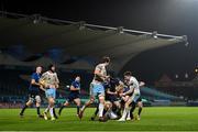 28 February 2021; Jamie Osborne of Leinster is tackled by Huw Jones of Glasgow Warriors during the Guinness PRO14 match between Leinster and Glasgow Warriors at the RDS Arena in Dublin. Photo by Ramsey Cardy/Sportsfile