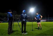 28 February 2021; Alex Soroka of Leinster is interviewed for Leinster Rugby TV following the Guinness PRO14 match between Leinster and Glasgow Warriors at the RDS Arena in Dublin. Photo by Ramsey Cardy/Sportsfile