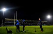 28 February 2021; Leinster Head Coach Leo Cullen is interviewed for Leinster Rugby TV following the Guinness PRO14 match between Leinster and Glasgow Warriors at the RDS Arena in Dublin. Photo by Ramsey Cardy/Sportsfile