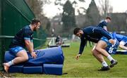 2 March 2021; Ed Byrne, left, and Vakh Abdaladze during Leinster Rugby squad training at UCD in Dublin. Photo by Ramsey Cardy/Sportsfile