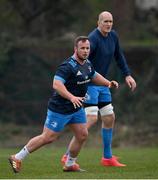 2 March 2021; Ed Byrne, left, and Devin Toner during Leinster Rugby squad training at UCD in Dublin. Photo by Ramsey Cardy/Sportsfile
