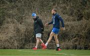 2 March 2021; Ross Molony and Senior Injury and Rehabilitation Coach Diarmaid Brennan during Leinster Rugby squad training at UCD in Dublin. Photo by Ramsey Cardy/Sportsfile