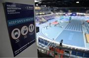 3 March 2021; A general view of Covid-19 signage ahead of the European Indoor Athletics Championships at Arena Torun in Torun, Poland. Photo by Sam Barnes/Sportsfile