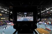 3 March 2021; A general view of a TV camera position during the training session ahead of the European Indoor Athletics Championships at Arena Torun in Torun, Poland. Photo by Sam Barnes/Sportsfile