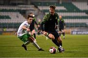 3 March 2021; Ronan Finn of Shamrock Rovers in action against Zak O’Neill of Cabinteely during the pre-season friendly match between Shamrock Rovers and Cabinteely at Tallaght Stadium in Dublin. Photo by Seb Daly/Sportsfile