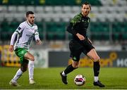 3 March 2021; Chris McCann of Shamrock Rovers in action against Keith Dalton of Cabinteely during the pre-season friendly match between Shamrock Rovers and Cabinteely at Tallaght Stadium in Dublin. Photo by Seb Daly/Sportsfile