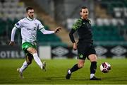 3 March 2021; Chris McCann of Shamrock Rovers in action against Keith Dalton of Cabinteely during the pre-season friendly match between Shamrock Rovers and Cabinteely at Tallaght Stadium in Dublin. Photo by Seb Daly/Sportsfile