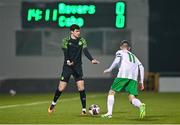 3 March 2021; Sean Gannon of Shamrock Rovers in action against Kieran Marty Waters of Cabinteely during the pre-season friendly match between Shamrock Rovers and Cabinteely at Tallaght Stadium in Dublin. Photo by Seb Daly/Sportsfile