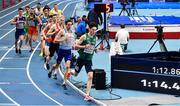 4 March 2021; Luke McCann of Ireland leads the field in his heat of the Men's 1500m during the European Indoor Athletics Championships at Arena Torun in Torun, Poland. Photo by Sam Barnes/Sportsfile