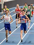 4 March 2021; Jakob Ingebrigtsen of Norway, leads Neil Gourley of Great Britain on the way to winning their heat of the Men's 1500m during the European Indoor Athletics Championships at Arena Torun in Torun, Poland. Photo by Sam Barnes/Sportsfile