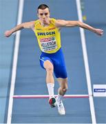 5 March 2021; Jesper Hellström of Sweden competes in the Men's Triple Jump qualifying round during the first session on day one of the European Indoor Athletics Championships at Arena Torun in Torun, Poland. Photo by Sam Barnes/Sportsfile