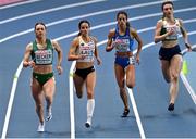 5 March 2021; Sophie Becker of Ireland, left, and Camille Laus of Belgium compete in their heat of the Women's 400m during the first session on day one of the European Indoor Athletics Championships at Arena Torun in Torun, Poland. Photo by Sam Barnes/Sportsfile