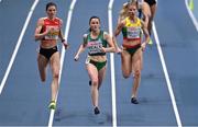 5 March 2021; Phil Healy of Ireland leads her heat of the Women's 400m from Léa Sprunger of Switzerland and Modesta Morauskaite of Lithuania during the first session on day one of the European Indoor Athletics Championships at Arena Torun in Torun, Poland. Photo by Sam Barnes/Sportsfile