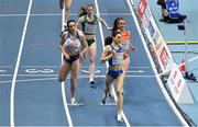 5 March 2021; Siofra Cleirigh Buttner of Ireland crosses the line to finish fourth behind Isabelle Boffey of Great Britain Daniela Garcia of Spain and Elena Bellò of Italy in the Women's 800m heats during the first session on day one of the European Indoor Athletics Championships at Arena Torun in Torun, Poland. Photo by Sam Barnes/Sportsfile