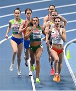5 March 2021; Nadia Power of Ireland and Anna Wielgosz of Poland lead the field in the Women's 800m heats during the first session on day one of the European Indoor Athletics Championships at Arena Torun in Torun, Poland. Photo by Sam Barnes/Sportsfile