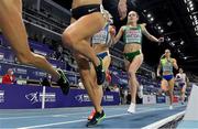 5 March 2021; Georgie Hartigan of Ireland trails Sara Kuivisto of Finland and Christina Hering of Germany during her heat of the Women's 800m during the first session on day one of the European Indoor Athletics Championships at Arena Torun in Torun, Poland. Photo by Sam Barnes/Sportsfile