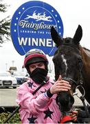 5 March 2021; Jockey Jack Kennedy with Daphne Moon after winning the Fairyhouse Easter Gift Box Mares Maiden Hurdle Division 1 during Point-to-Point racing at Fairyhouse Racecourse in Ratoath, Meath. Photo by Matt Browne/Sportsfile