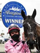 5 March 2021; Jockey Jack Kennedy with Daphne Moon after winning the Fairyhouse Easter Gift Box Mares Maiden Hurdle Division 1 during Point-to-Point racing at Fairyhouse Racecourse in Ratoath, Meath. Photo by Matt Browne/Sportsfile