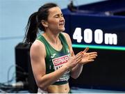 5 March 2021; Phil Healy of Ireland after winning her semi-final of the Women's 400m during the second session on day one of the European Indoor Athletics Championships at Arena Torun in Torun, Poland. Photo by Sam Barnes/Sportsfile