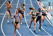 5 March 2021; Phil Healy of Ireland, fourth from left, wins her semi-final of the Women's 400m from Andrea Miklos of Romania, left, and Amarachi Pipi of Great Britain during the second session on day one of the European Indoor Athletics Championships at Arena Torun in Torun, Poland. Photo by Sam Barnes/Sportsfile