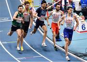 5 March 2021; John Fitzsimons of Ireland, left, and Marc Reuther of Germany during the Men's 800m qualifying round during the second session on day one of the European Indoor Athletics Championships at Arena Torun in Torun, Poland. Photo by Sam Barnes/Sportsfile