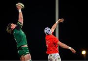 5 March 2021; Gavin Thornbury of Connacht wins possession in the lineout against Fineen Wycherley of Munster during the Guinness PRO14 match between Munster and Connacht at Thomond Park in Limerick. Photo by Ramsey Cardy/Sportsfile