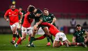 5 March 2021; Alex Wootton of Connacht is tackled by Craig Casey of Munster during the Guinness PRO14 match between Munster and Connacht at Thomond Park in Limerick. Photo by David Fitzgerald/Sportsfile