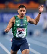 6 March 2021; Leon Reid of Ireland crosses the line in his heat of the Men's 60m during the first session on day two of the European Indoor Athletics Championships at Arena Torun in Torun, Poland. Photo by Sam Barnes/Sportsfile