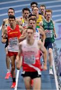 6 March 2021; Séan Tobin of Ireland, right, competes in the Men's 3000m heats during the first session on day two of the European Indoor Athletics Championships at Arena Torun in Torun, Poland. Photo by Sam Barnes/Sportsfile