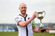 6 March 2021; Dundalk captain Chris Shields with the Jim Malone Cup following the Jim Malone Cup match between Drogheda United and Dundalk at Head In The Game Park in Drogheda, Louth. Photo by Stephen McCarthy/Sportsfile