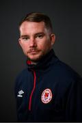 5 March 2021; Head of social media & digitial content Jamie Moore during a St Patrick's Athletics portrait session ahead of the 2021 SSE Airtricity League Premier Division season at Ballyoulster United AFC in Celbridge, Kildare. Photo by Stephen McCarthy/Sportsfile