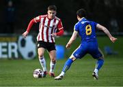 6 March 2021; Jack Malone of Derry City in action against Ali Coote of Bohemians during the Pre-Season Friendly match between Bohemians and Derry City at the AUL Complex in Clonshaugh, Dublin. Photo by Piaras Ó Mídheach/Sportsfile