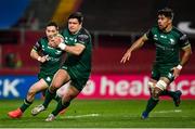 5 March 2021; Connacht players, from left, Caolin Blade, Dave Heffernan and Jarrad Butler during the Guinness PRO14 match between Munster and Connacht at Thomond Park in Limerick. Photo by Ramsey Cardy/Sportsfile