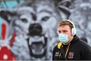 6 March 2021; Eric O'Sullivan of Ulster arrives prior to the Guinness PRO14 match between Ulster and Leinster at Kingspan Stadium in Belfast. Photo by Ramsey Cardy/Sportsfile