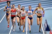 6 March 2021; Keely Hodgkinson of Great Britain leads from Lore Hoffmann of Switzerland, Anna Wielgosz of Poland and Christina Hering of Germany in the Women's 800m semi-final during the second session on day two of the European Indoor Athletics Championships at Arena Torun in Torun, Poland. Photo by Sam Barnes/Sportsfile