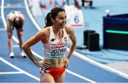 6 March 2021; Joanna Józwik of Poland after the Women's 800m semi-final during the second session on day two of the European Indoor Athletics Championships at Arena Torun in Torun, Poland. Photo by Sam Barnes/Sportsfile