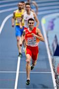 6 March 2021; Mariano Garcia of Spain leads the field in the Men's 800m semi-final during the second session on day two of the European Indoor Athletics Championships at Arena Torun in Torun, Poland. Photo by Sam Barnes/Sportsfile