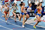 6 March 2021; Justyna Swiety-Ersetic of Poland, Phil Healy of Ireland, Femke Bol of Netherlands, Jodie Williams of Great Britain and Lieke Klaver of Netherlands compete in the Women's 400m final during the second session on day two of the European Indoor Athletics Championships at Arena Torun in Torun, Poland. Photo by Sam Barnes/Sportsfile