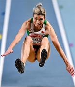 6 March 2021; Nastassia Mironchyk-Ivanova of Belarus in the Women's Long Jump Final during the second session on day two of the European Indoor Athletics Championships at Arena Torun in Torun, Poland. Photo by Sam Barnes/Sportsfile