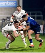 6 March 2021; James Hume of Ulster is tackled by Cian Kelleher of Leinster during the Guinness PRO14 match between Ulster and Leinster at Kingspan Stadium in Belfast. Photo by John Dickson/Sportsfile