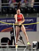 6 March 2021; Angelica Moser of Switzerland fails to clear 4m 60cm in the Women's Pole Vault Final during the second session on day two of the European Indoor Athletics Championships at Arena Torun in Torun, Poland. Photo by Sam Barnes/Sportsfile