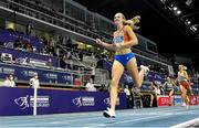 6 March 2021; Femke Bol of Netherlands crosses the line to win the Women's 400m final during the second session on day two of the European Indoor Athletics Championships at Arena Torun in Torun, Poland. Photo by Sam Barnes/Sportsfile