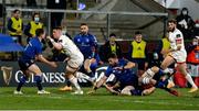 6 March 2021; James Hume of Ulster is tackled by Luke McGrath of Leinster during the Guinness PRO14 match between Ulster and Leinster at Kingspan Stadium in Belfast. Photo by John Dickson/Sportsfile
