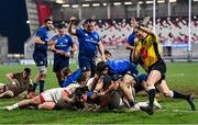 6 March 2021; Dan Sheehan of Leinster celebrates after scoring his side's fifth try during the Guinness PRO14 match between Ulster and Leinster at Kingspan Stadium in Belfast. Photo by Ramsey Cardy/Sportsfile