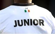 6 March 2021; A detailed view of the jersey worn by Junior of Dundalk during the Jim Malone Cup match between Drogheda United and Dundalk at Head In The Game Park in Drogheda, Louth. Photo by Stephen McCarthy/Sportsfile
