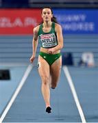 7 March 2021; Ciara Neville of Ireland on her way to finishing fourth in her heat of the Women's 60m during the first session on day three of the European Indoor Athletics Championships at Arena Torun in Torun, Poland. Photo by Sam Barnes/Sportsfile
