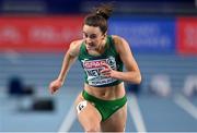 7 March 2021; Ciara Neville of Ireland dips for the line to finish fourth in her heat of the Women's 60m during the first session on day three of the European Indoor Athletics Championships at Arena Torun in Torun, Poland. Photo by Sam Barnes/Sportsfile